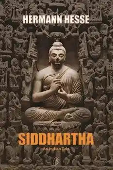 Book cover of 'Siddhartha' by Hermann Hesse featuring a statue against a decorative background.
