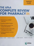 Book cover of 'The APhA Complete Review for Pharmacy' with a laptop, coffee cup, and glasses on a white background.
