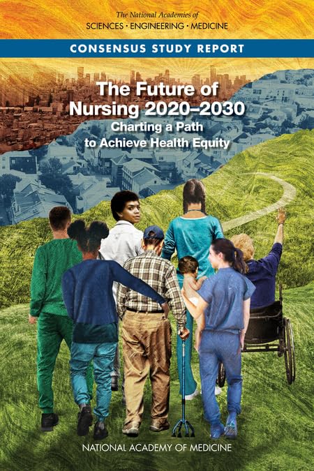 Book cover of 'The Future of Nursing 2020-2030' with people walking on a path in a field.