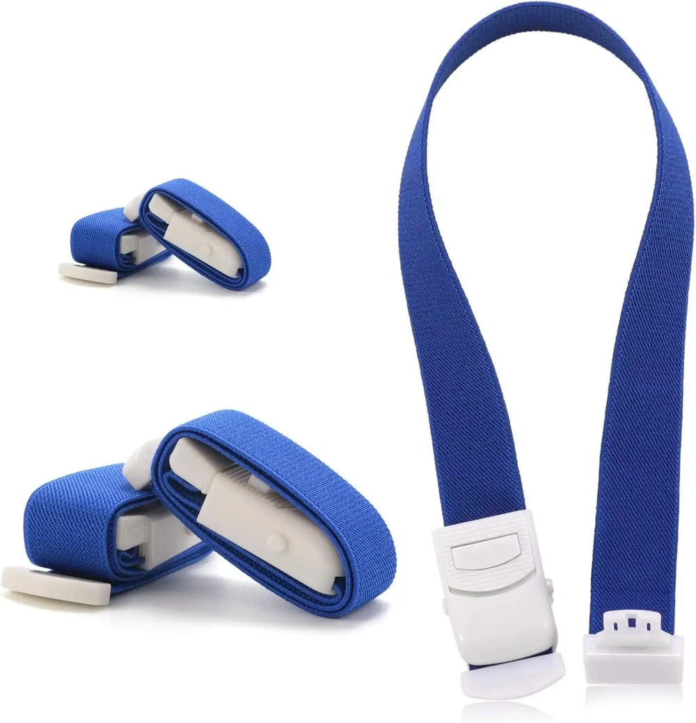 Blue strap with white clip on a white background