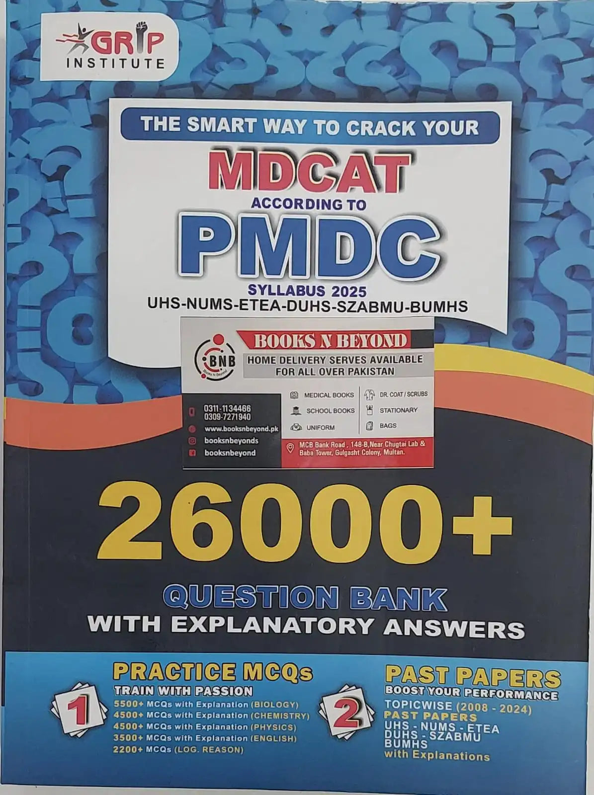 GRIP MDCAT Question Bank 26000+ Practice MCQs And Past Papers 2026 Edition