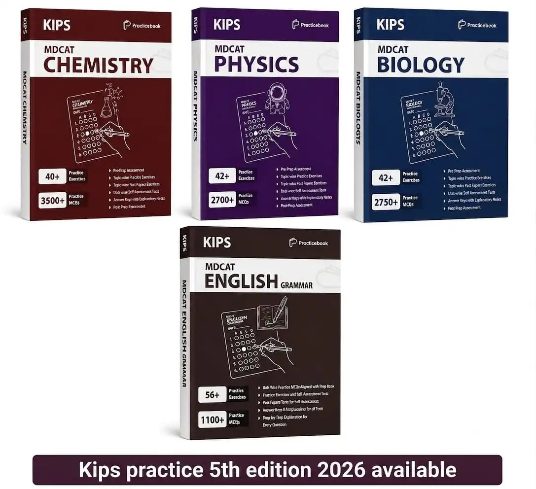 KIPS MDCAT Practice Book Set 5th Edition (2026) | Biology, Chemistry, Physics &amp; English Grammar