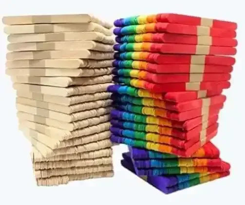 Wooden Ice Cream Sticks (Multicolour + Simple Small & Large ) - BOOKS N ARTS 